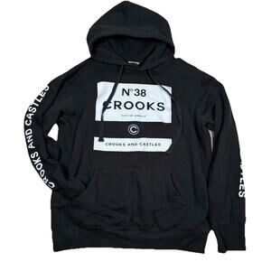 Crooks & Castles Hoodie Sweatshirt Logo Graphic Pullover Fleece Men's Size L